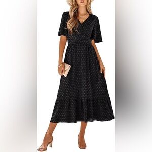New IFFEI Black Summer Maxi V Neck dress